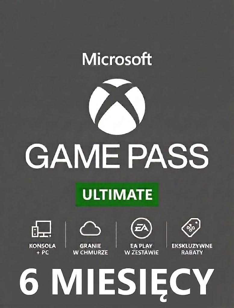 SUBSKRYPCJA XBOX GAME PASS ULTIMATE 6 MIESIĘCY – 180 DNI – EA PLAY + LIVE GOLD + CORE